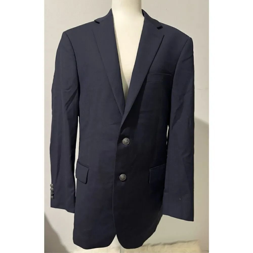 Hart Schaffner Marx HSM 1887 100% Wool blue blazer knight horse silver accent bu